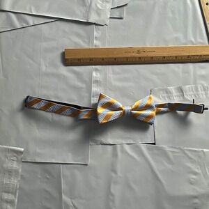 Striped Pre Tied Bow Tie Orange White Blue‎ Adjustable Neck